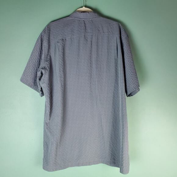 Eddie Bauer Men's Gray Plaid Button Up SS Shirt Size XL Tall Zipper Pocket - Picture 2 of 6